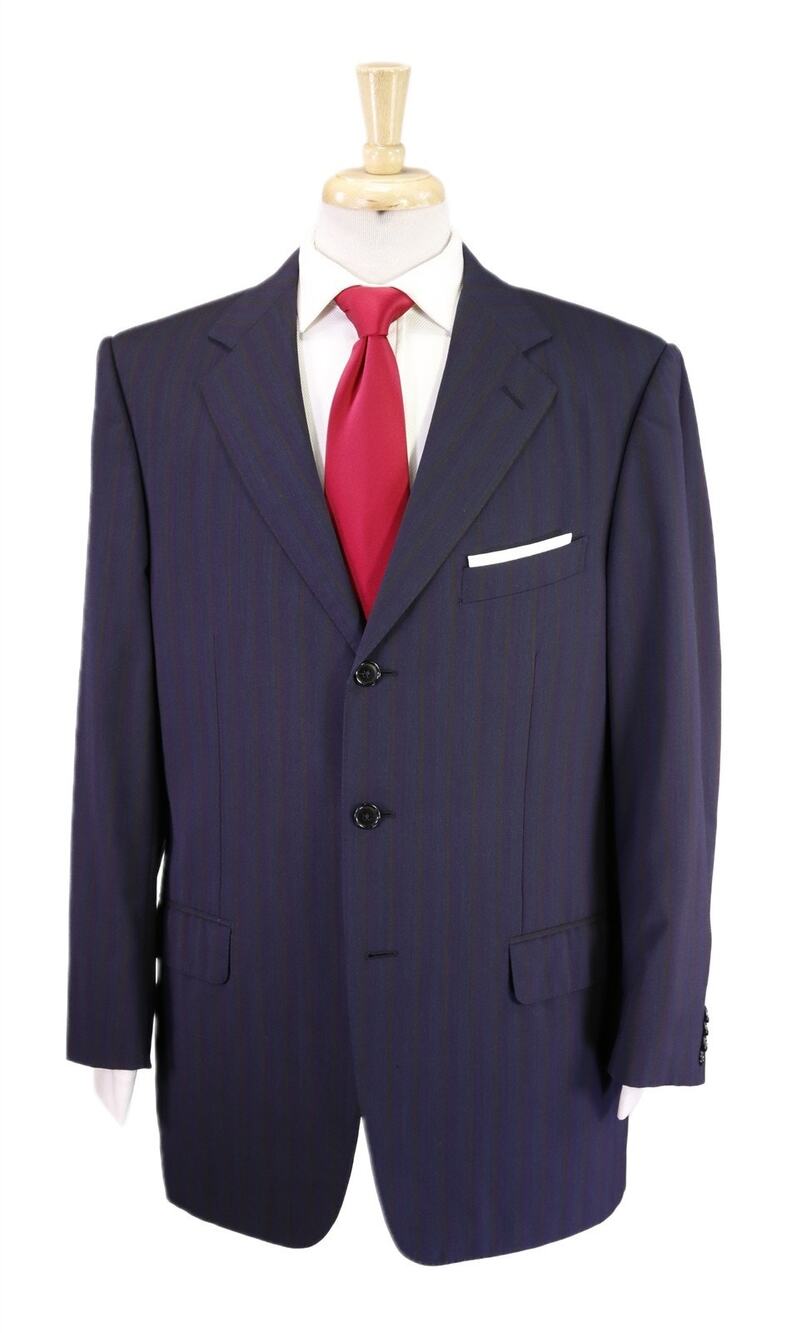 Ermenegildo Zegna Blue Purple Teal Striped 3-Btn Wool Suit 42R